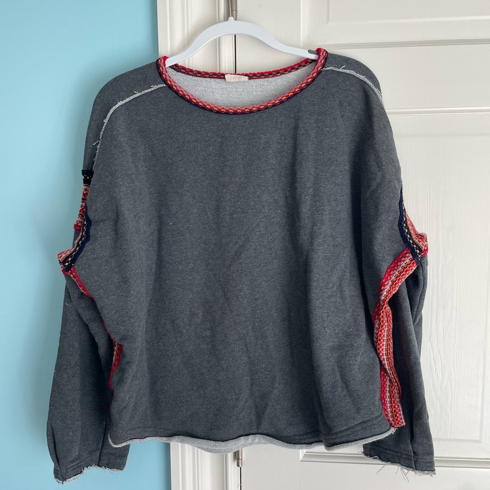 Oversized crew neck crochet shirt